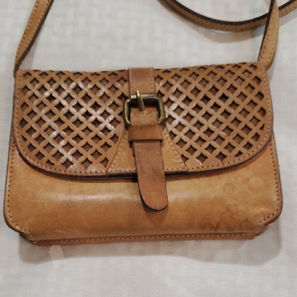 Patricia Nash Tori Brown Lattice Crossbody Bag - Picture 2 of 14